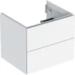 Mueble bajo Geberit serie ONE para lavabo, con dos cajones: Ancho de lavabo=60cm, Blanco, Cubierto brillante intenso